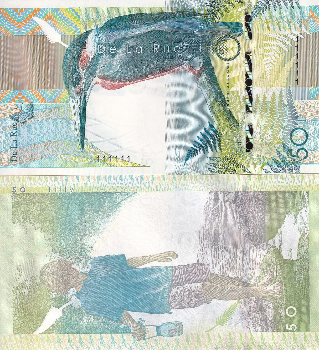 TEST NOTE DE LA RUE 50 Fifty Kingfisher 111111