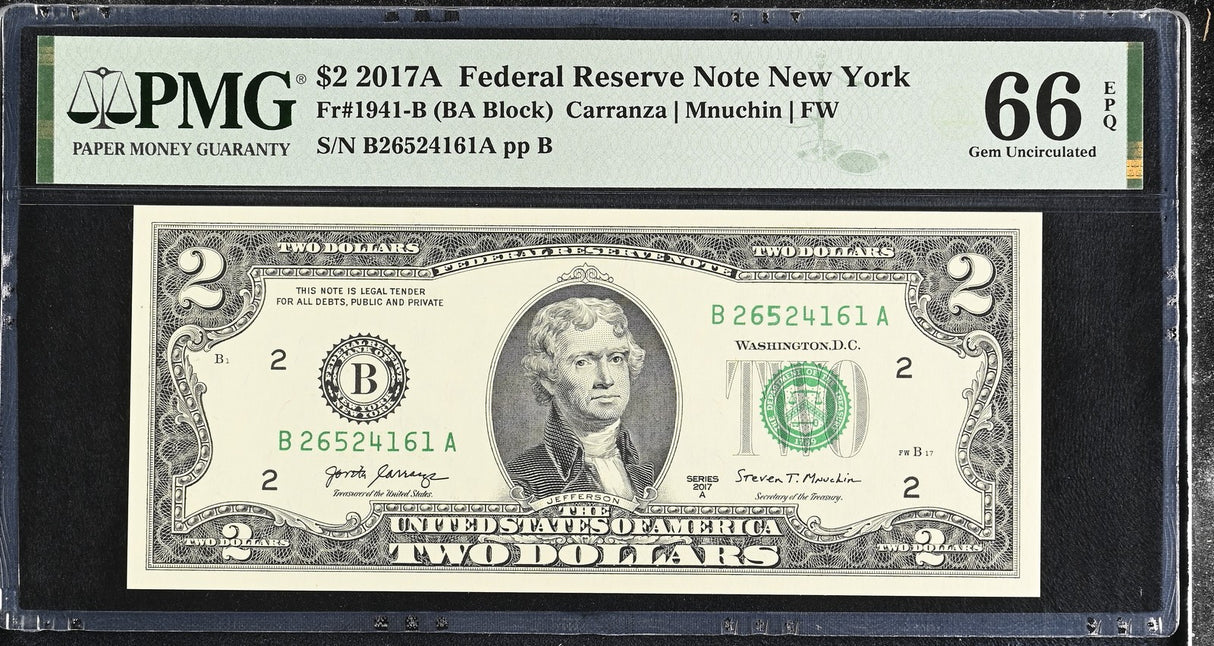 United States 2 Dollars Usa 2017A P 545 B New York Gem PMG 66 EPQ