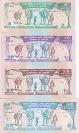 Somaliland SET 4 UNC 5 - 20 50 Shillings 1996 Silver Commemorative P 14 15 16 17