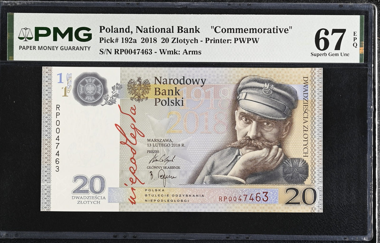 Poland 20 Zlotych 2018 P 192 a Commemorative Superb Gem UNC PMG 67 EPQ