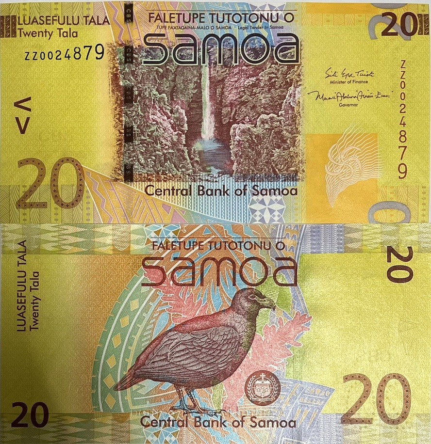 Western Samoa 20 Tala ND 2017 P 40 c* Replacement UNC ,Manumea bird