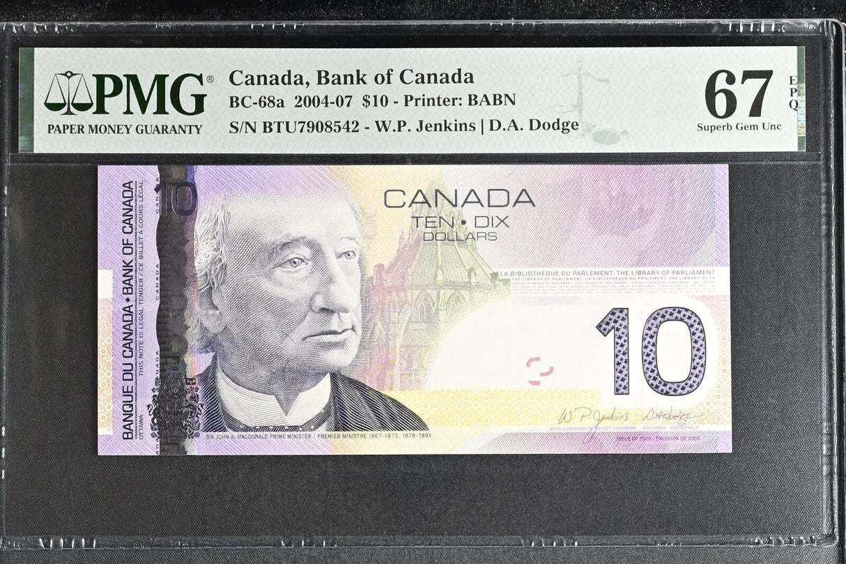 Canada 10 Dollars 2004-2007 P 102Aa Jenkins Dodge Superb Gem UNC PMG 67 EPQ