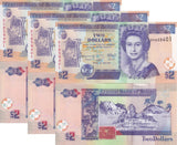 Belize 2 Dollars 2021 P 66 NEW Date & Sign UNC LOT 3 PCS