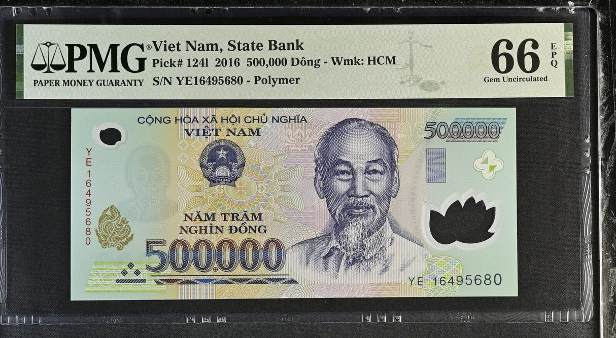 Vietnam 500000 Dong 2016 P 124 l Polymer Gem UNC PMG 66 EPQ