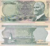 Turkey 10 Lira 1970 (1975) P 186 AUnc