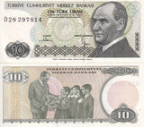 Turkey 10 Lira 1970 P 193 UNC , President Mustafa Kemal Ataturk