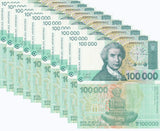 Croatia 100000 Dinara 1993 P 27 UNC LOT 10 PCS