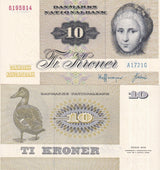 Denmark 10 Kroner 1972 P 48 a UNC