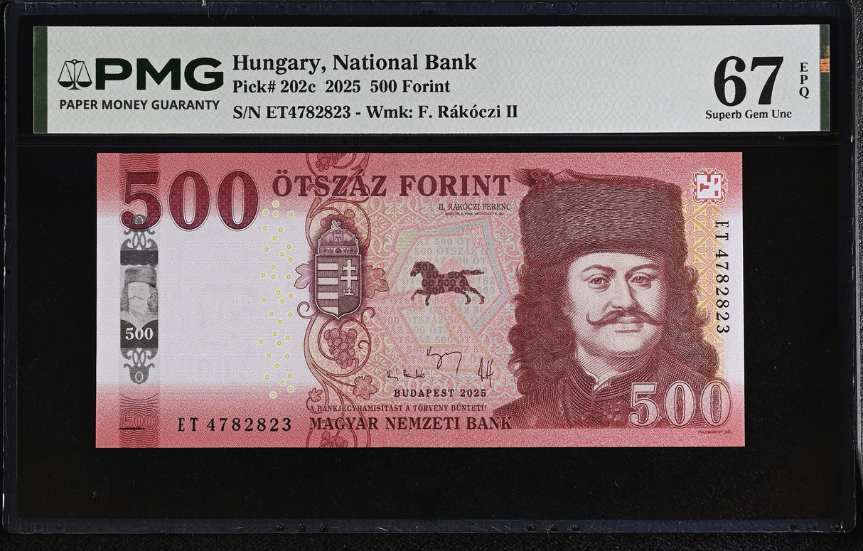 Hungary 500 Forint 2025 P 202 c Superb Gem UNC PMG 67 EPQ TOP POP