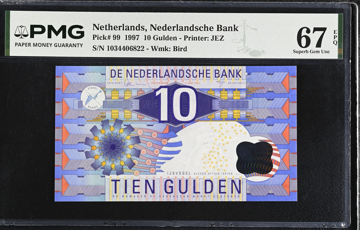 Netherlands 10 Gulden 1997 P 99 Superb Gem UNC PMG 67 EPQ