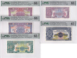 Great Britain Set 5, 2 5 10 Sh. 1 5 Pound P M19-M23 Gem UNC PMG 65 66 67 EPQ