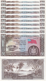 Western Samoa 5 Pounds ND 1963/2020 P 15CS AUnc LOT 10 PCS