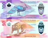 Philippines SET 2 UNC 50 100 Piso 2025/2024 Leopard Peacock Polymer P 237 238