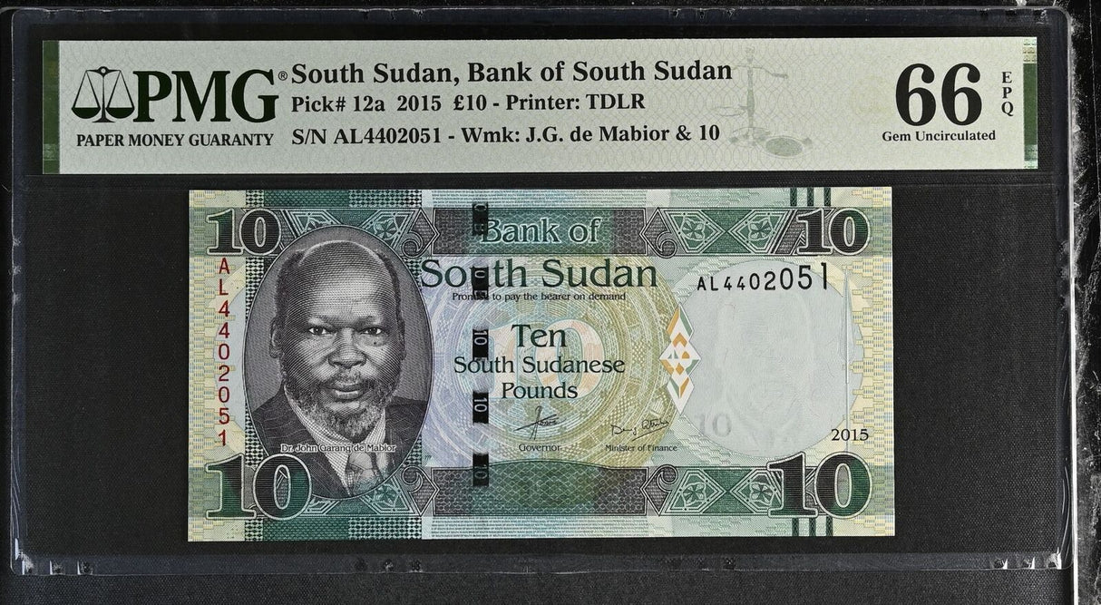 South Sudan 10 Pounds 2015 P 12 a Gem UNC PMG 66 EPQ