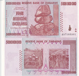 Zimbabwe 5 Billion Dollars 2008 P 84 Aunc