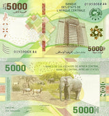 Central African States 5000 Francs 2020/2022 P 703 UNC, ostriches, elephants