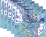Barbados 2 Dollars ND 2022 Polymer P 80 UNC LOT 5 PCS ,Morgan Lewis windmill,