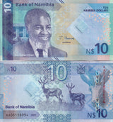 Namibia 10 Dollars 2025 P 20 NEW Design SpringBok Hybrid UNC