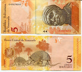 Venezuela 5 Bolivares 2007 P 89 UNC, Pedro Camejo - Negro Primero ,Pangolin
