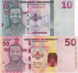 Eswatini Set 2 PCS 10 50 Emalangeni Swaziland 2024 P 46 P NEW Design UNC