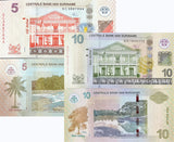 Suriname Set 2 PCS 5 10 Dollars 2020 P 162 P 163 New Sign UNC
