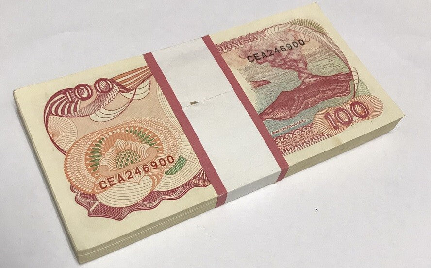Indonesia 100 Rupiah 1992/Random Year P 127 UNC LOT 100 PCS 1 Bundle
