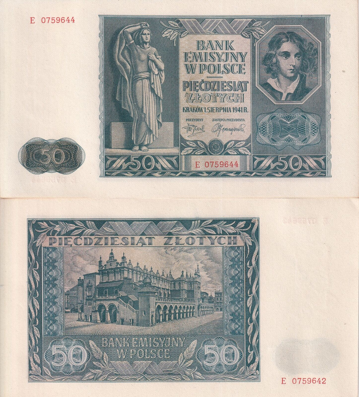 Poland 50 Zloty 1941 P 102 UNC