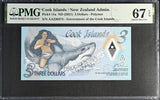 Cook Islands 3 Dollars ND 2021 P 11 a Polymer Superb Gem UNC PMG 67 EPQ