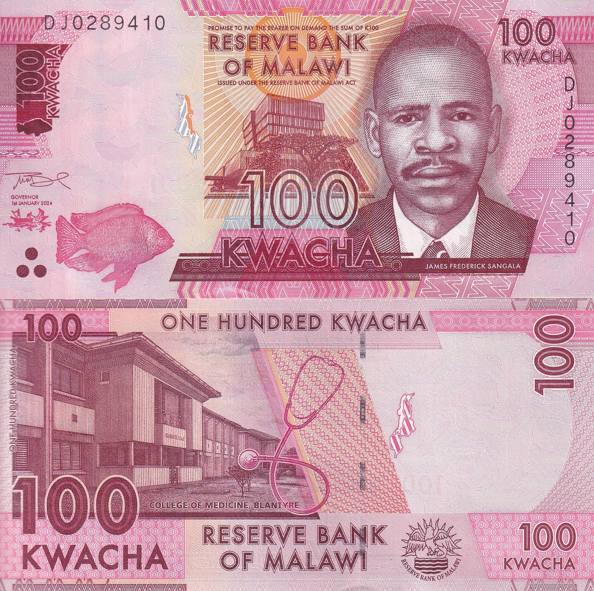 Malawi 100 Kwacha 2024 P 65 UNC