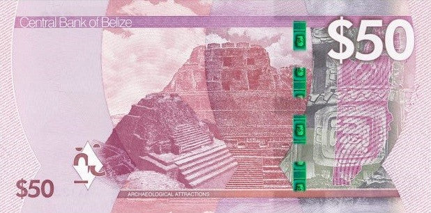 Belize 50 Dollars 2025 P 77 NEW Design Archaeological UNC