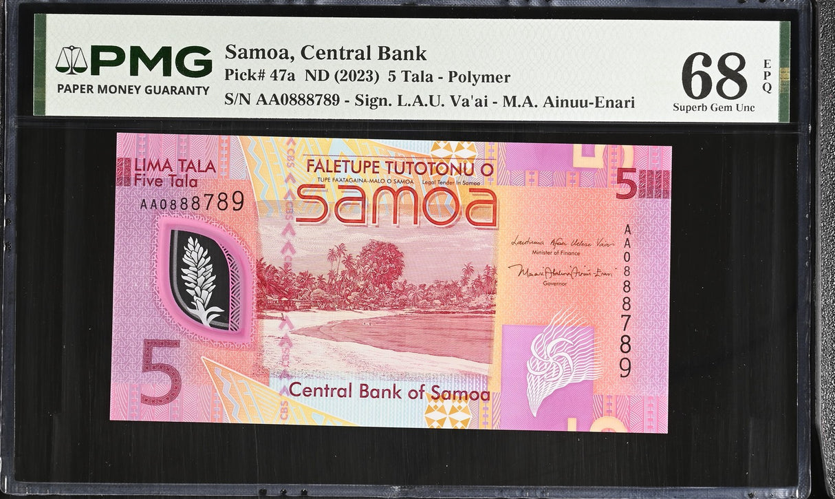 Samoa 5 Tala ND 2023 P 47 a #888789 Polymer Superb Gem UNC PMG 68 EPQ TOP POP