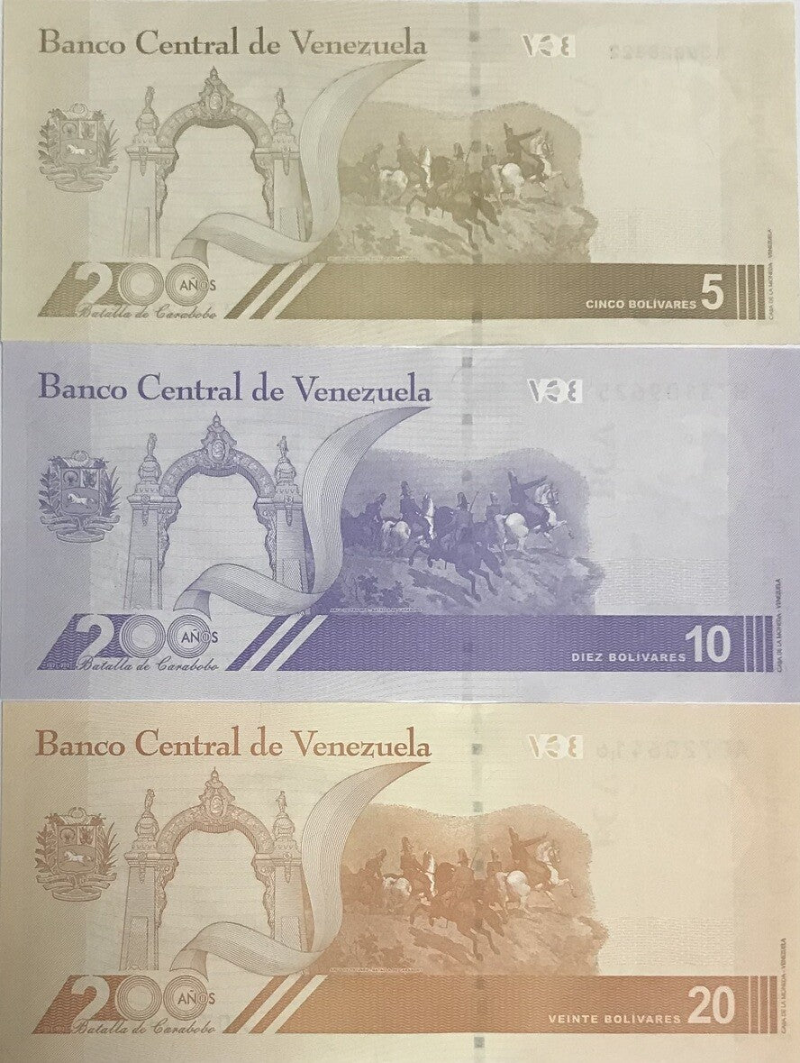 Venezuela SET 3 Pcs 5 10 20 Bolivares Digitales 2021 P 115 116 117 UNC
