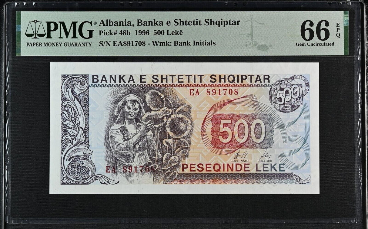 Albania 500 Leke 1996 P 48 b Gem UNC PMG 66 EPQ