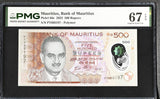 Mauritius 500 Rupees 2022 Polymer P 66 e Superb Gem UNC PMG 67 EPQ