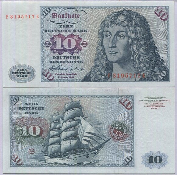 Germany Federal Republic 10 MARK 1960 P 19 a UNC , Navy ship , Gorch Fock
