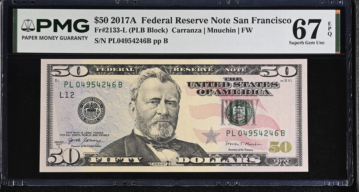 United States 50 Dollars USA 2017A P 547 L San Fran Superb Gem UNC PMG 67 EPQ