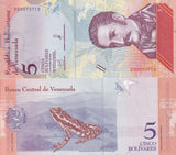 Venezuela 5 Bolivares 2018 P 102 UNC, Sapito rayado frog