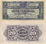 Mozambique 20 Centavos 1933 P R29 UNC W/Little Tone Printer Bradbury Wilkinson