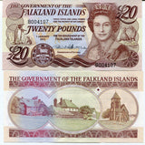 Falkland Islands 20 Pounds 2011 P 19 UNC ,Governor's house, Cathedral