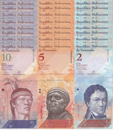 Venezuela SET 3 x LOT 10 = 30 UNC 2 5 10 Bolivares Random Years P 88 89 90