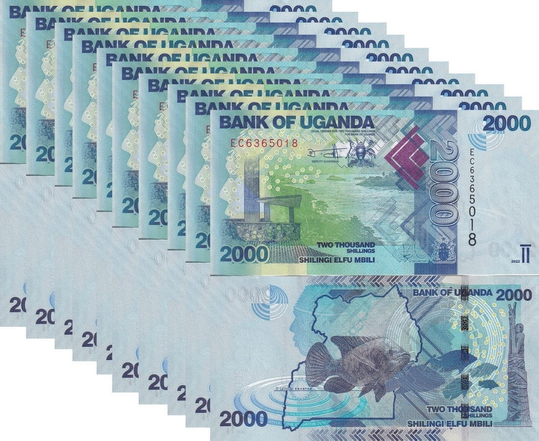 Uganda 2000 Shillings 2022 P 50 UNC LOT 10 PCS John Hanning Speke monument Jinja