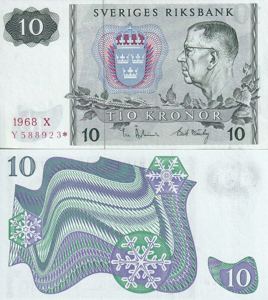 Sweden 10 Kronor 1968 Replacement P 52* UNC