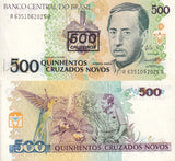 Brazil 500 Cruzeiros ND 1990 P 226 AUnc ,Overprint Augusto Ruschi AU