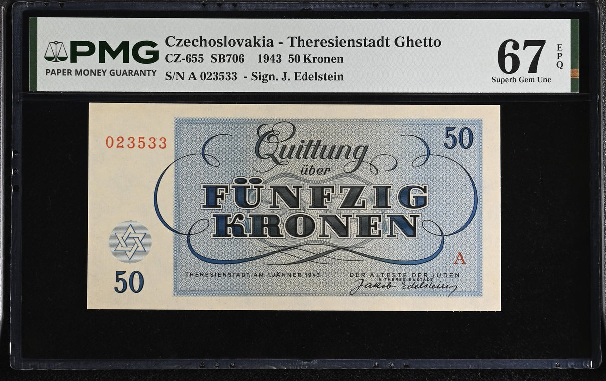 Czechoslovakia 50 Kronen 1943 P CZ-655 Superb Gem UNC PMG 67 EPQ