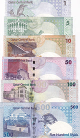 Qatar Set 6 UNC 1 5 10 50 100 500 Riyals ND 2008 P 26 27 28 29 30 31 Matching