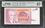 Yugoslavia 1000 Dinara 1992 P 114* Replacement Superb Gem UNC PMG 67 EPQ