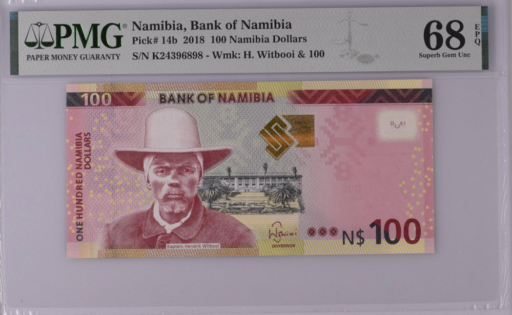 Namibia 100 Namibia Dollars 2018 P 14 b Superb Gem UNC PMG 68 EPQ