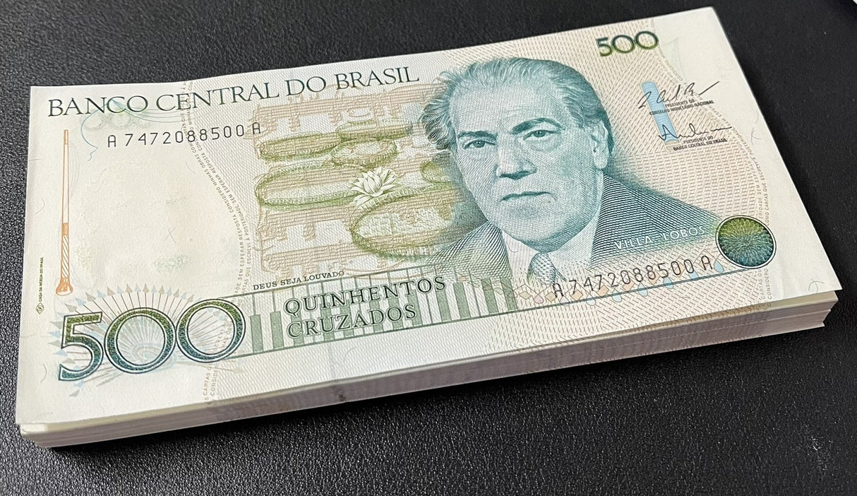 Brazil 500 Cruzados ND 1986-1988 P 212 c UNC LOT 100 PCS 1 Bundle