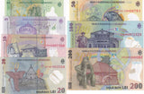 Romania Set 7 Unc 1 5 10 20 50 100 200 Lei 2023 - 2025 P 117 118-122 Polymer