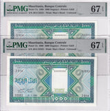 Mauritania SET 2; 1000 Ouguiya 1989 P 7A Near Solid Superb Gem UNC PMG 67 EPQ